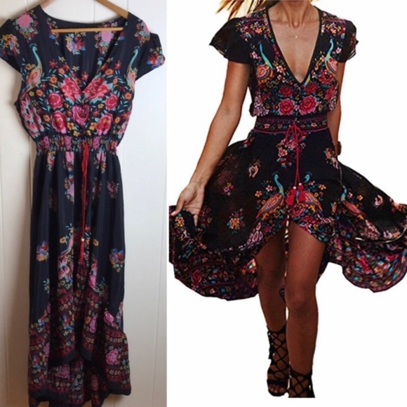 peacocks floral dress